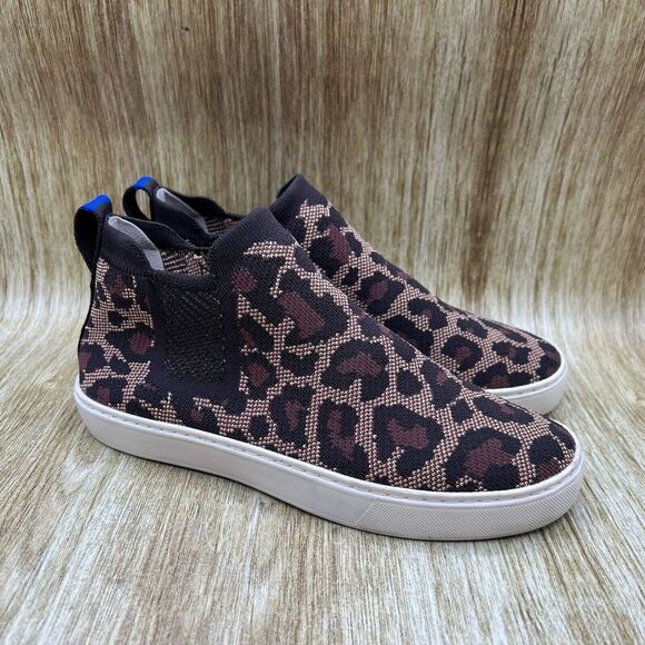 Women's Size 8 - Rothy's The Chelsea Cheetah Sneakers Slip On Shoes‎ Low Top - Picture 1 of 10